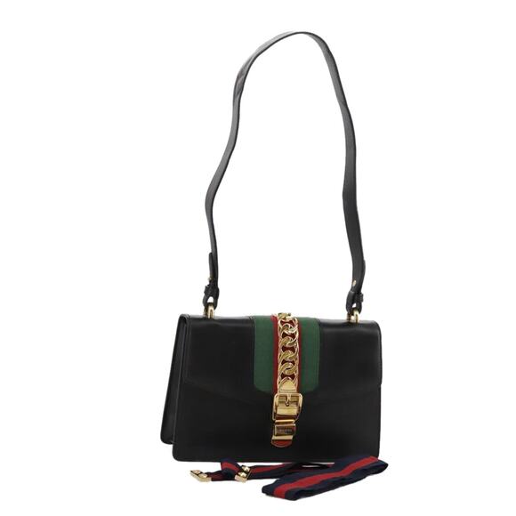 GUCCI Silvi Web Sherry Sherry Line Shoulder Bag Leather - Picture 1 of 16